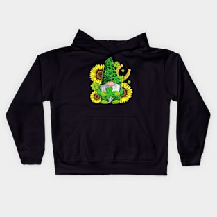 Leopard Shamrock Gnome Sunflower St Patricks Day Kids Hoodie